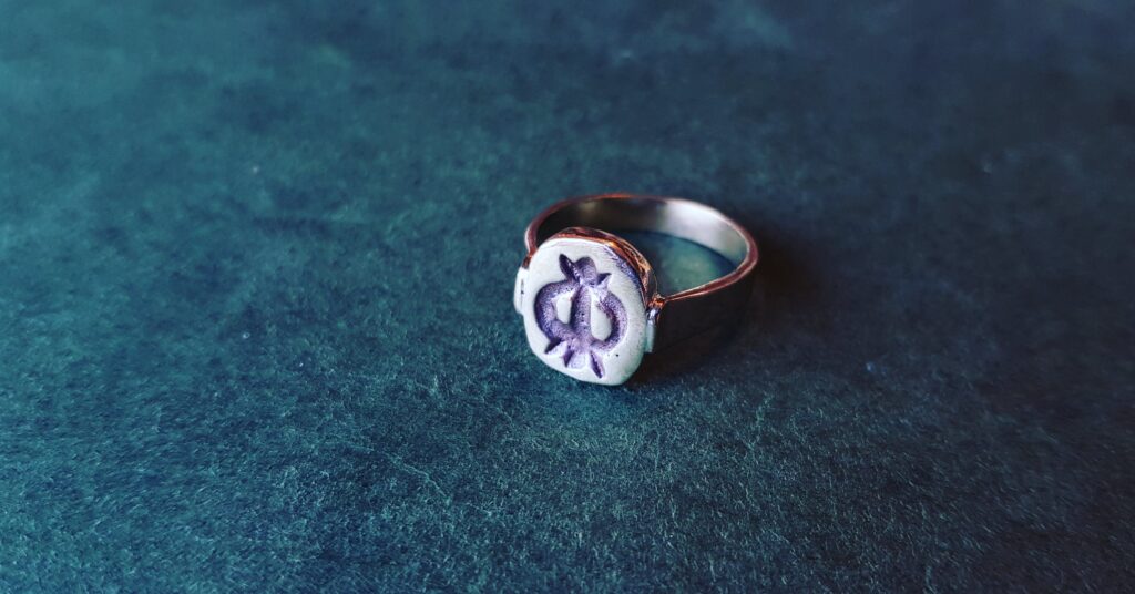 West African symbol for resilience hand engraved brass signet ring