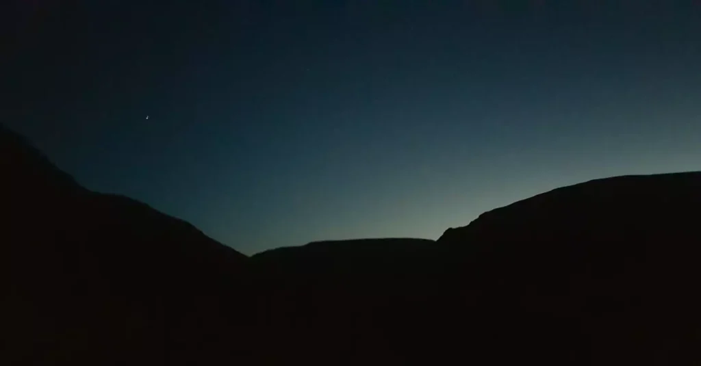 Dawn mountain silhouettes