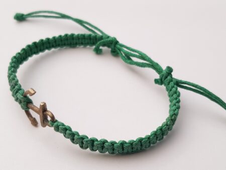 Adjustable green rope bangle with Anchor detail