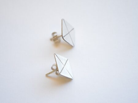 Silver square criss cross stud Stefni earrings