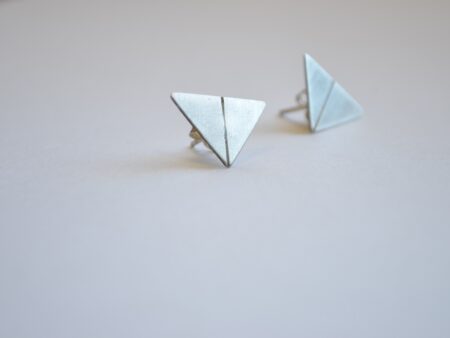 Silver triangle line stud Stefni earrings